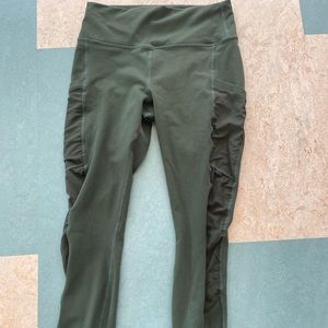 Fabletics Army Green Mesh Pocket Leggings